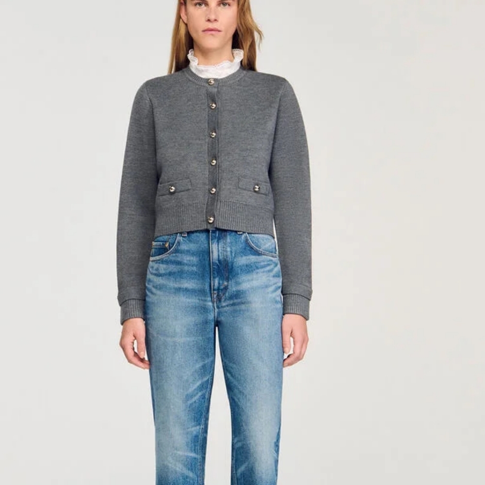 Sandro Cardigan with detachable ruffle collar - Picture 3 of 13